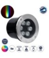GloboStar® UNDERGROUND-TINA 90666 Χωνευτό Φωτιστικό Σποτ Δαπέδου LED 9W 945lm 30° DC 24V Αδιάβροχο IP65 Φ12 x Υ9cm Πολύχρωμο RGBW DMX512 - Ανοξείδωτο Ατσάλι - 3 Years Warranty